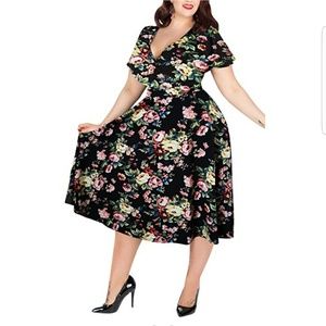 Women's V-neckline Stretchy Floral Print Midi